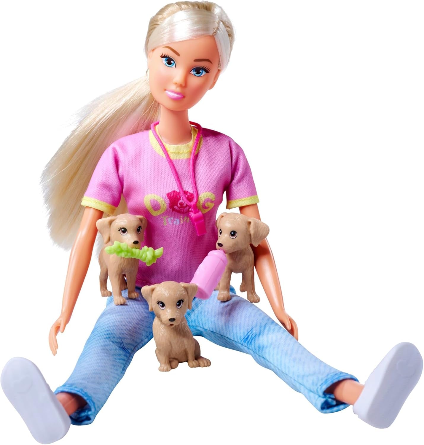 Simba Steffi Love Dresor de Câini, păpușă de jucărie ca dresor de câini cu curs de dresaj, 3 câini și accesorii, 29 cm, de la 3 ani