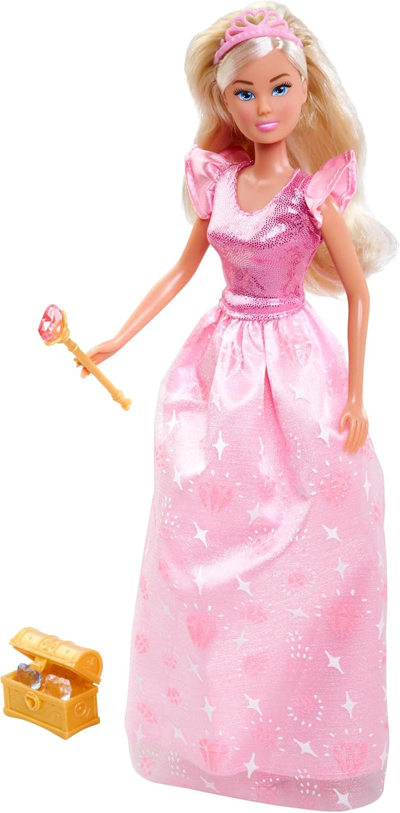 Simba Steffi Love Princess Diamond, Spielpuppe als Prinzessin mit magischer Schatztruhe, Zepter und Diamanten, 29cm, ab 3 Jahren