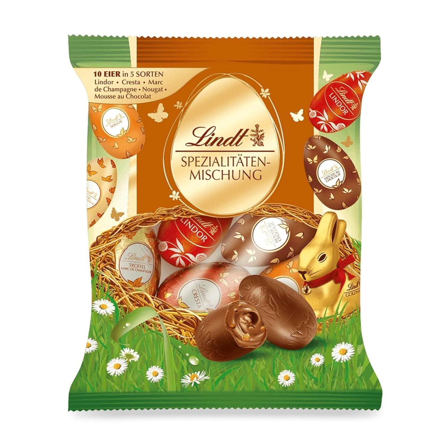 Lindt Ciocolată Specialități Mix Ouă, cinci arome cu și fără alcool Bomboane de Ciocolata Naty Shop Specialități 180 grame