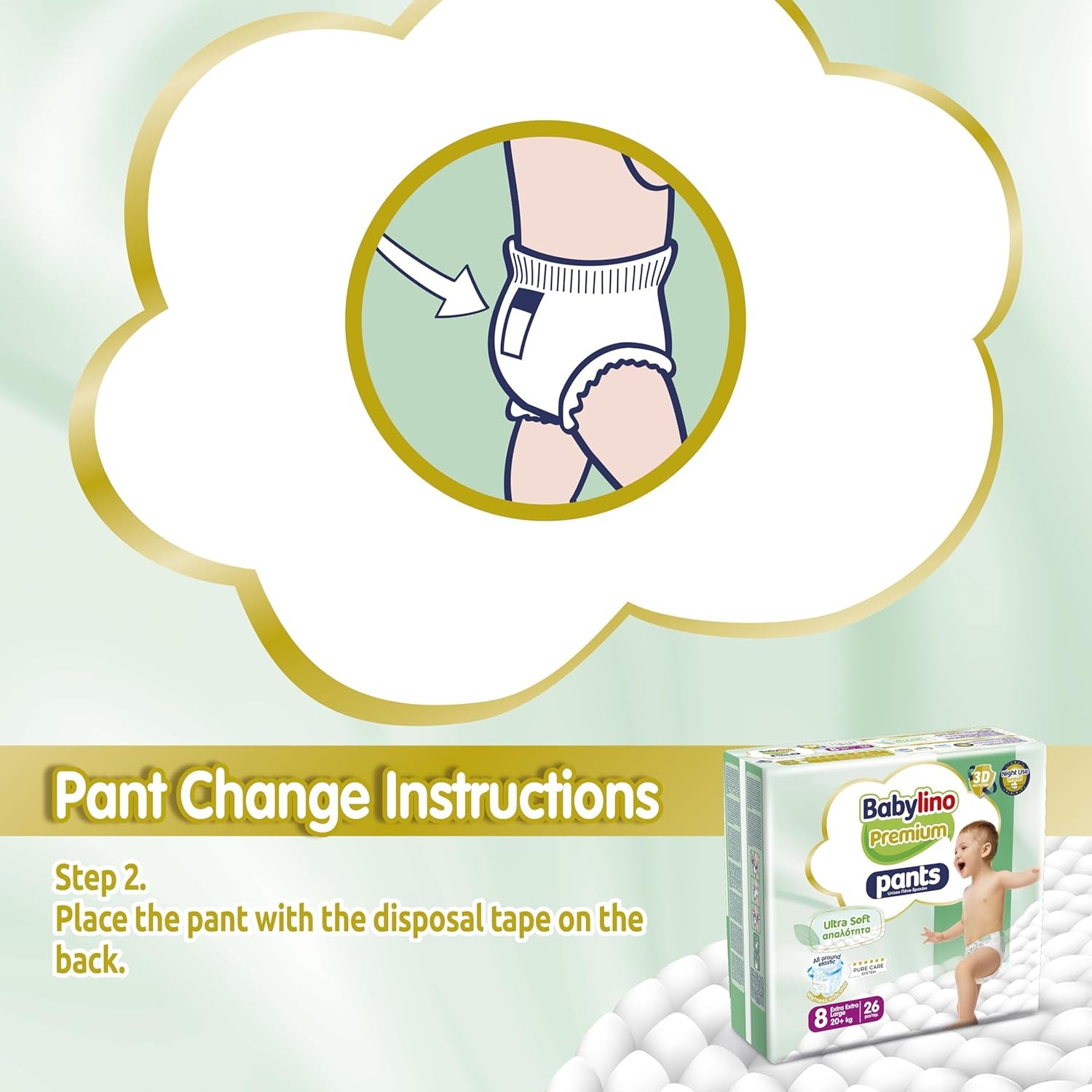 Pantaloni Premium taglia 8 con filtro ultra morbido, XXL (20+ kg), 104 pezzi