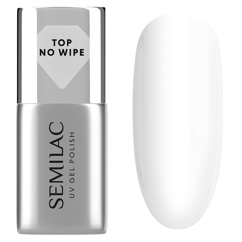 Semilac Top Coat Smalto per Unghie 7ml, Innovativo, UV/LED, Smalto Ibrido, Finitura Lucida, Protegge, Trasparente