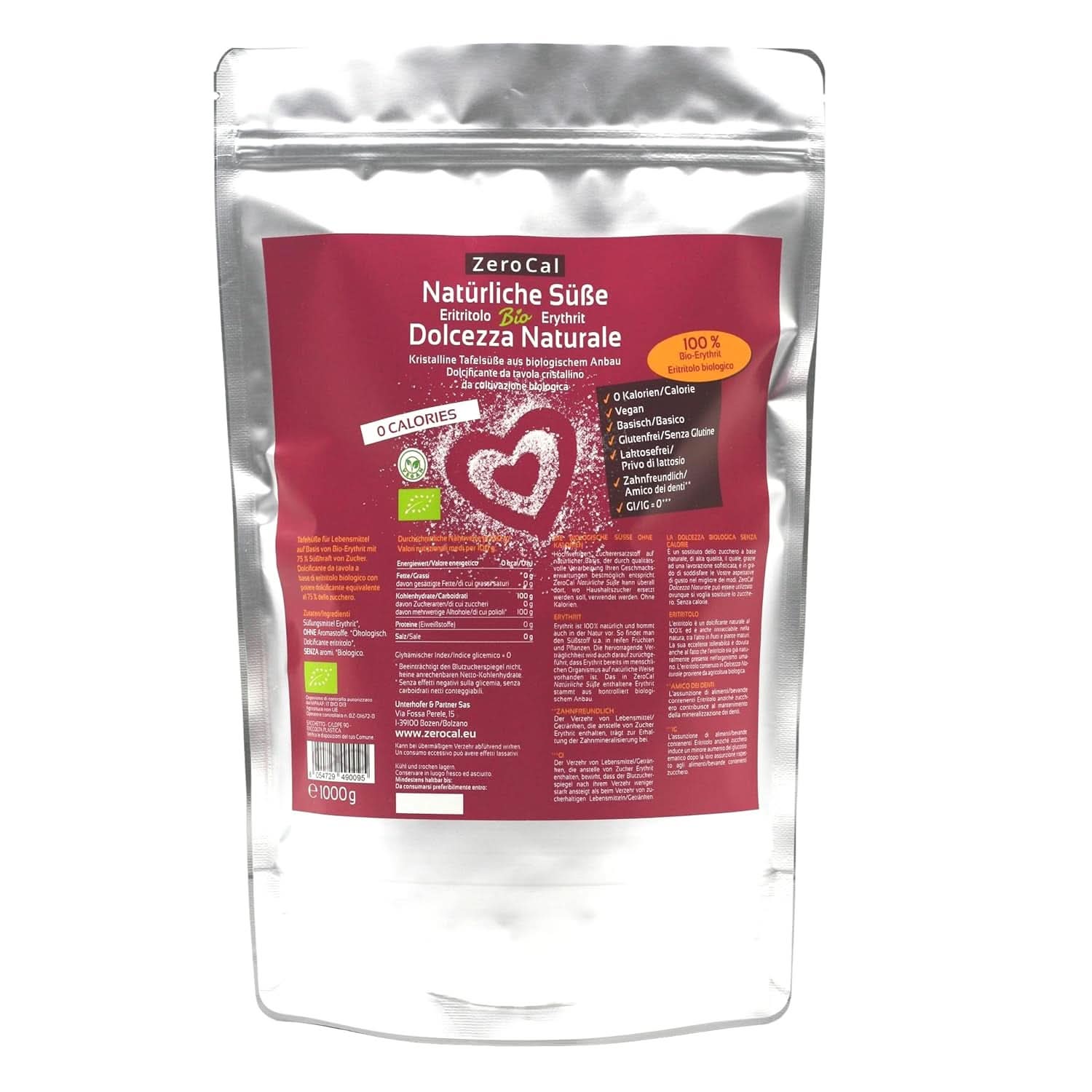 Zerocal - Eritritolo Biologico 1KG Dolcificanti Naty Shop