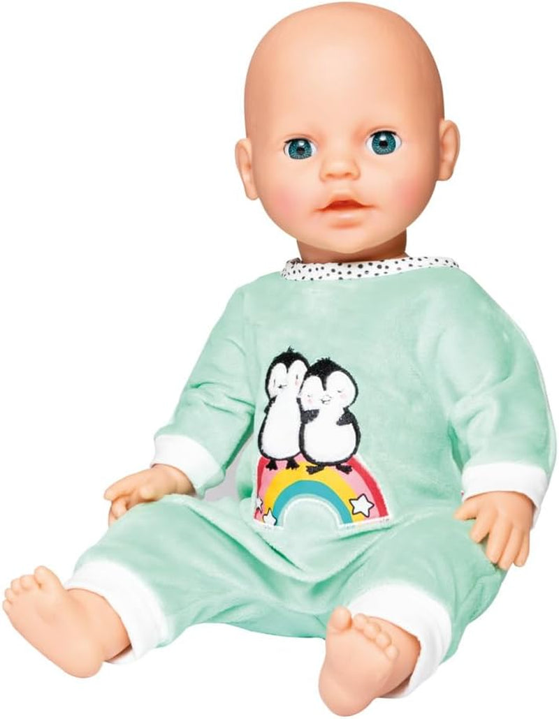 Heless 1181 - Salopă pentru păpușă cu design de pinguin cu buline, confecționată din velur moale cu broderie de înaltă calitate, mărimea 28 - 35 cm