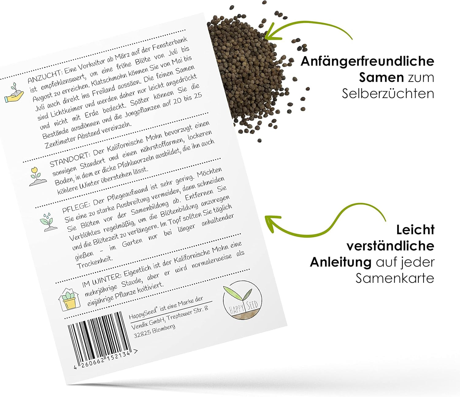 Mix di semi di papavero della California (Eschscholzia californica) - Bellissimi papaveri in fiore con un lungo periodo di fioritura per un prato fiorito colorato (papavero della California)