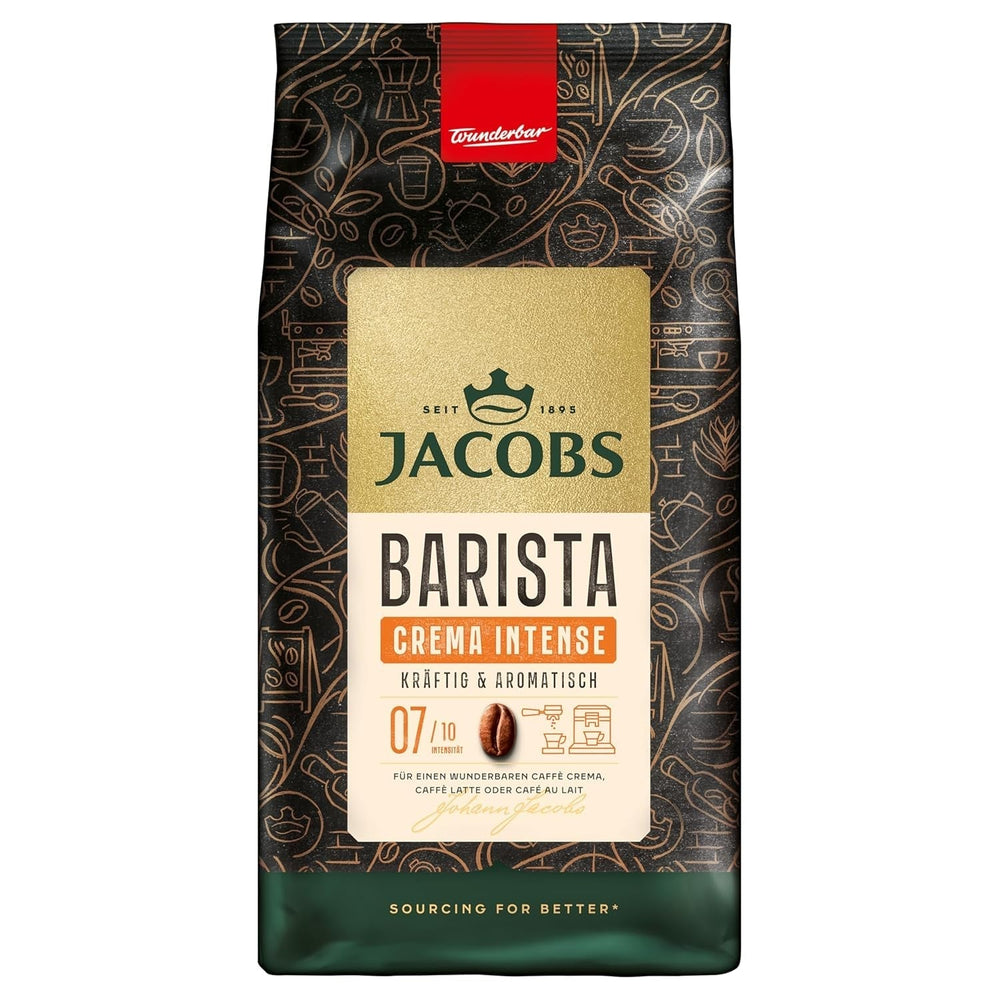 Jacobs Barista Crema Intense Coffee Beans 1kg - Intense, ciocolată neagră și nuci pecan, boabe Arabica și Robusta Cafea Naty Shop 1 Kg Crema Intense