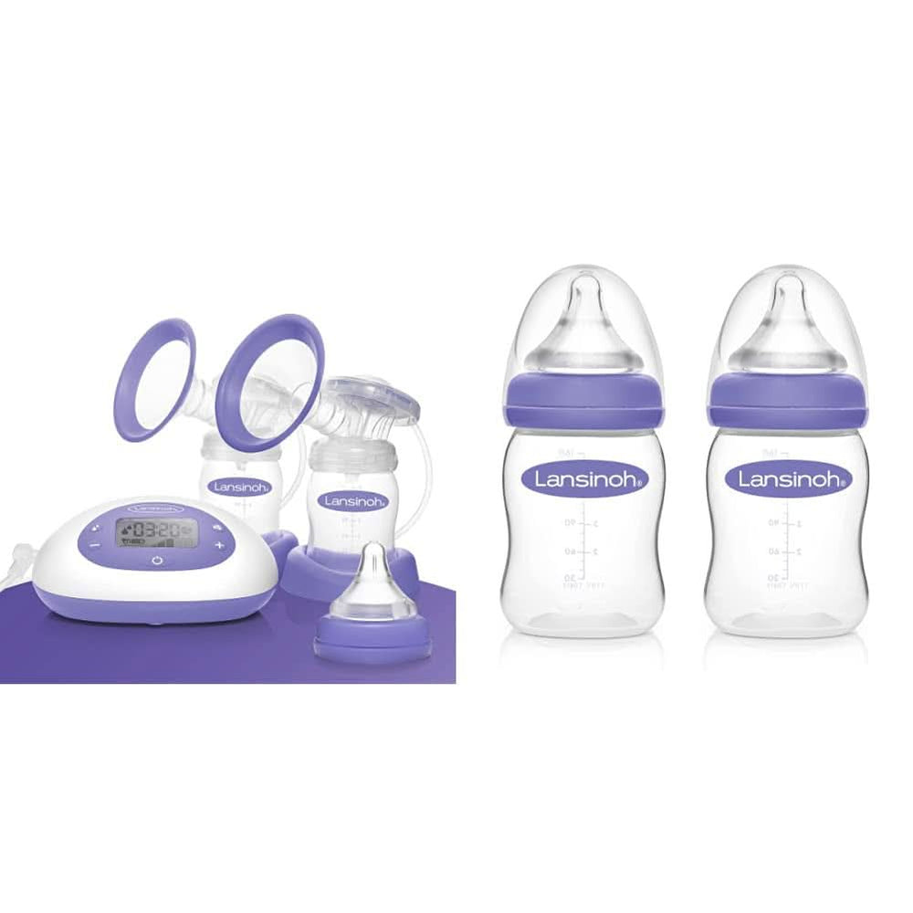 Pompă de sân electrică Lansinoh 2 în 1 - afișaj LCD iluminat - pompare pe una sau ambele părți - reglabilă individual - mai mult lapte în mai puțin timp Accesorii Hrana si Alaptare Bebe Naty Shop Pachet cu biberon S, 2 x 160 ml Pompa de san electrica 2In1 (noua)