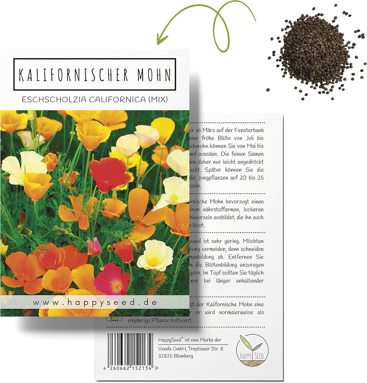 Mix di semi di papavero della California (Eschscholzia californica) - Bellissimi papaveri in fiore con un lungo periodo di fioritura per un prato fiorito colorato (papavero della California)
