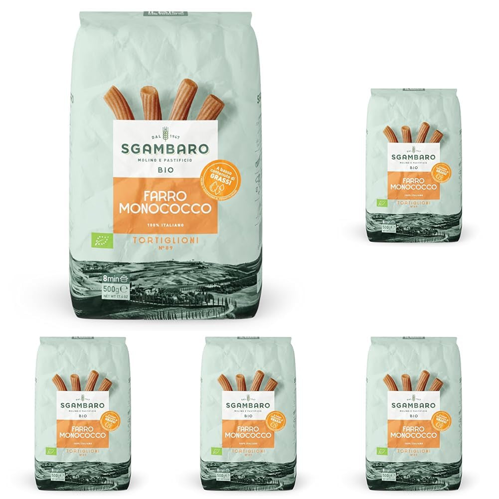 Tortiglioni Biologici Nr. 89 - 500g Pasta di grano tenero magro – Basso contenuto di grassi – Fonte di fibre e proteine
