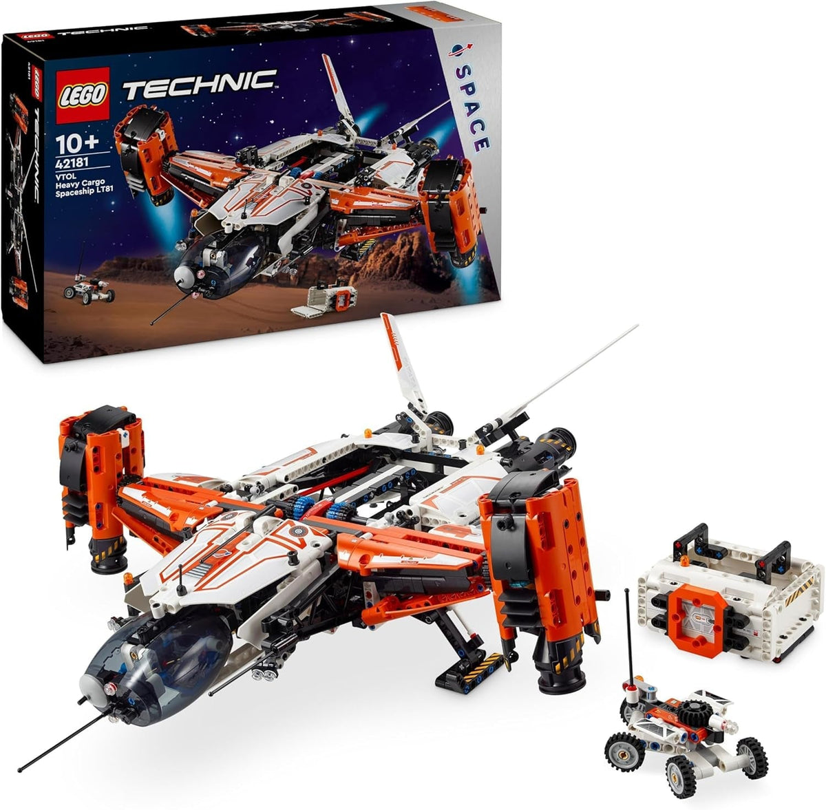 LEGO Technic Vtol Space Transporter LT81, set di costruzione spaziale, giocattolo spaziale, astronave, set da gioco Mini Rover, regalo per ragazzi e ragazze di età superiore a 10 anni 42181 Set di costruzione Besuche den LEGO-Store Single