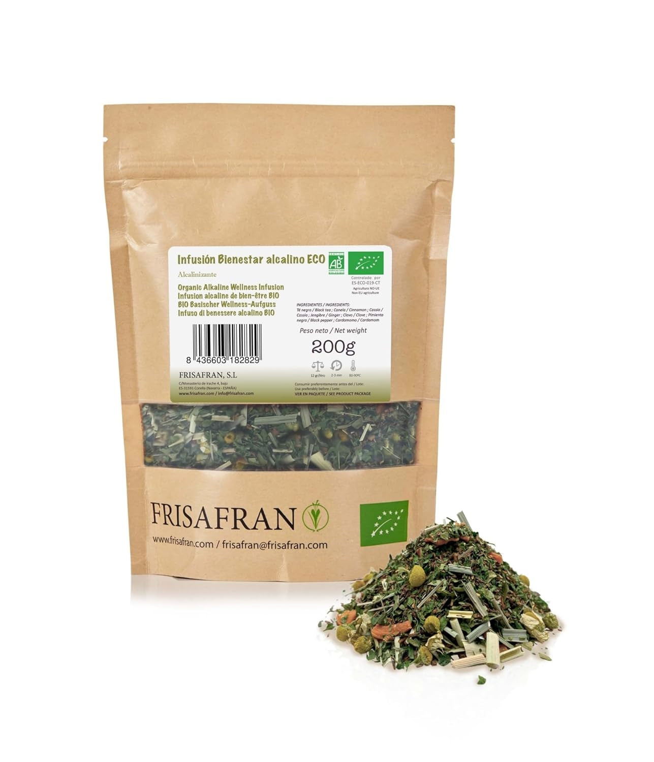 FRISAFRAN | Ceai verde Gunpowder cu mentă bio, vrac, 100 g | Antioxidant | Ceai verde japonez | Digestiv | Sănătos | Băutură răcoritoare | Infuzie de mentă | Ceai pur | Frunze de mentă | Cald-rece | Mentă