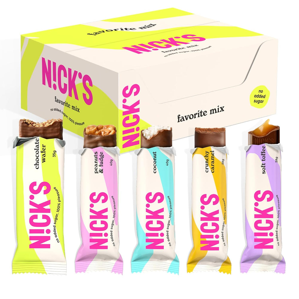 NICKS Keto barrette al cocco, snack al cioccolato e cocco, 175 calorie, 2 carboidrati netti, senza zuccheri aggiunti, senza glutine, dolci a basso contenuto di carboidrati (15 x 40 g)