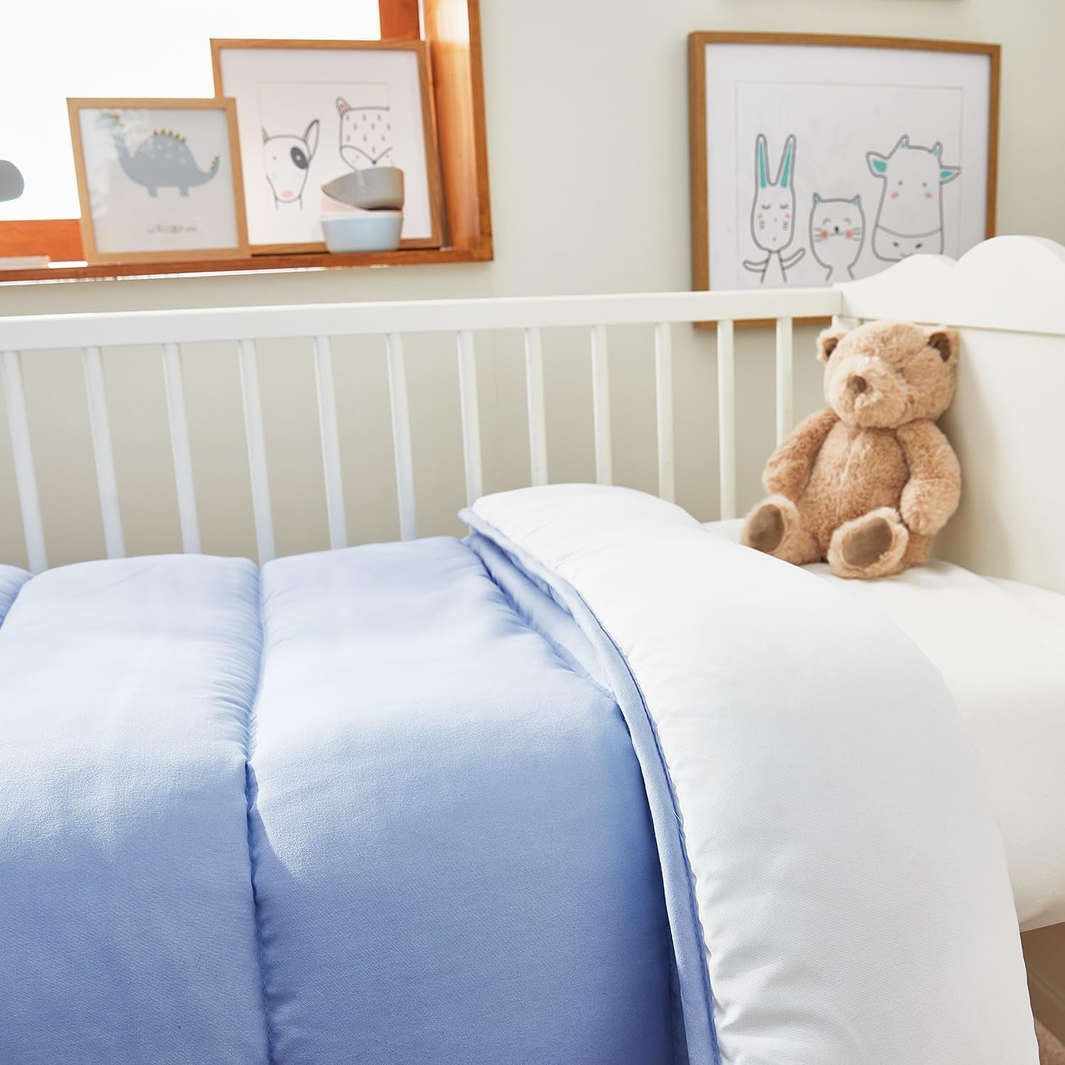 Pikolin Home - Piumino reversibile 300 G - Imbottitura nordica bicolore - Per lettino 60 - Imbottitura in piuma, calda, traspirante, blu/bianco, 100 X 120 cm Trapunte e trapunte Naty Shop