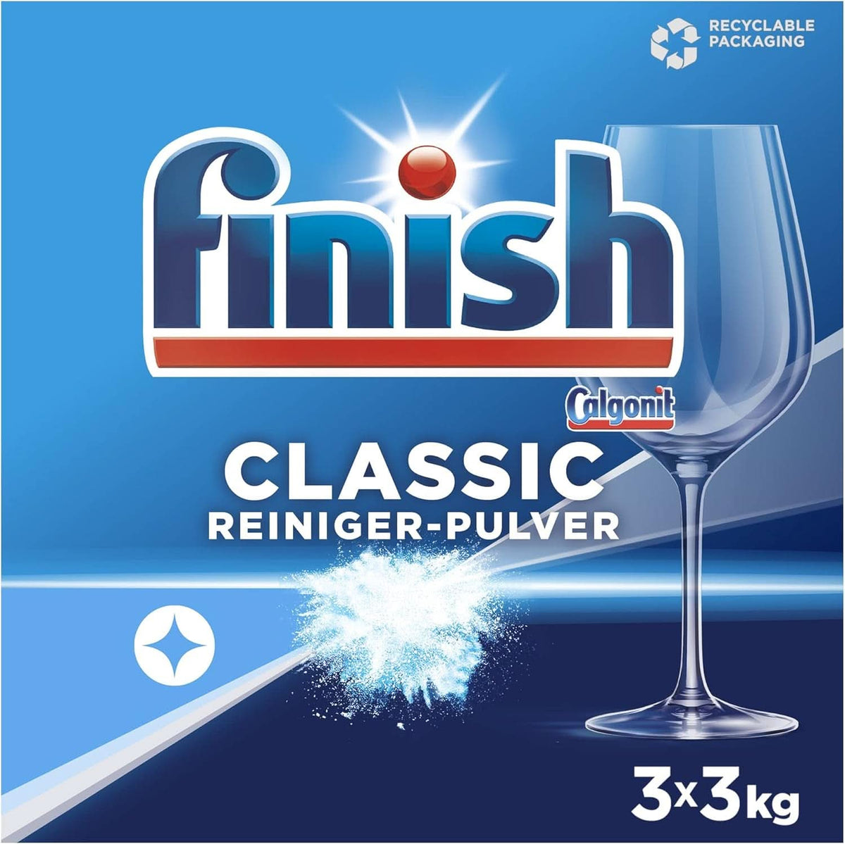 Detersivo in polvere Finish Classic, senza fosfati - per un risultato brillante nel lavaggio dei piatti Naty Shop Detersivi Cucina 3 x 3 Kg