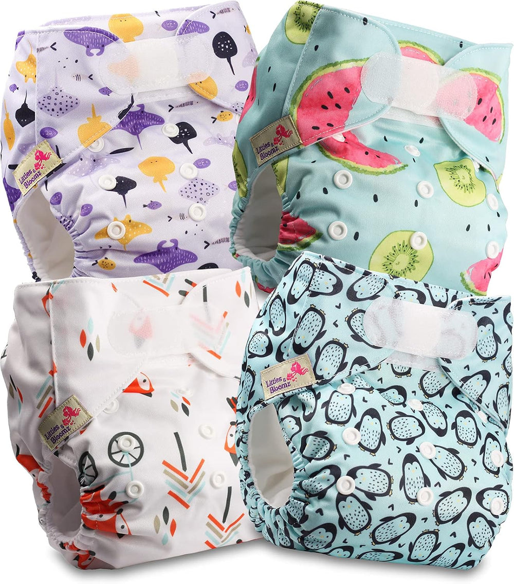 Pannolini riutilizzabili Littles and Bloomz FLV2-0602, chiusura standard con gancio e anello, 6 pannolini