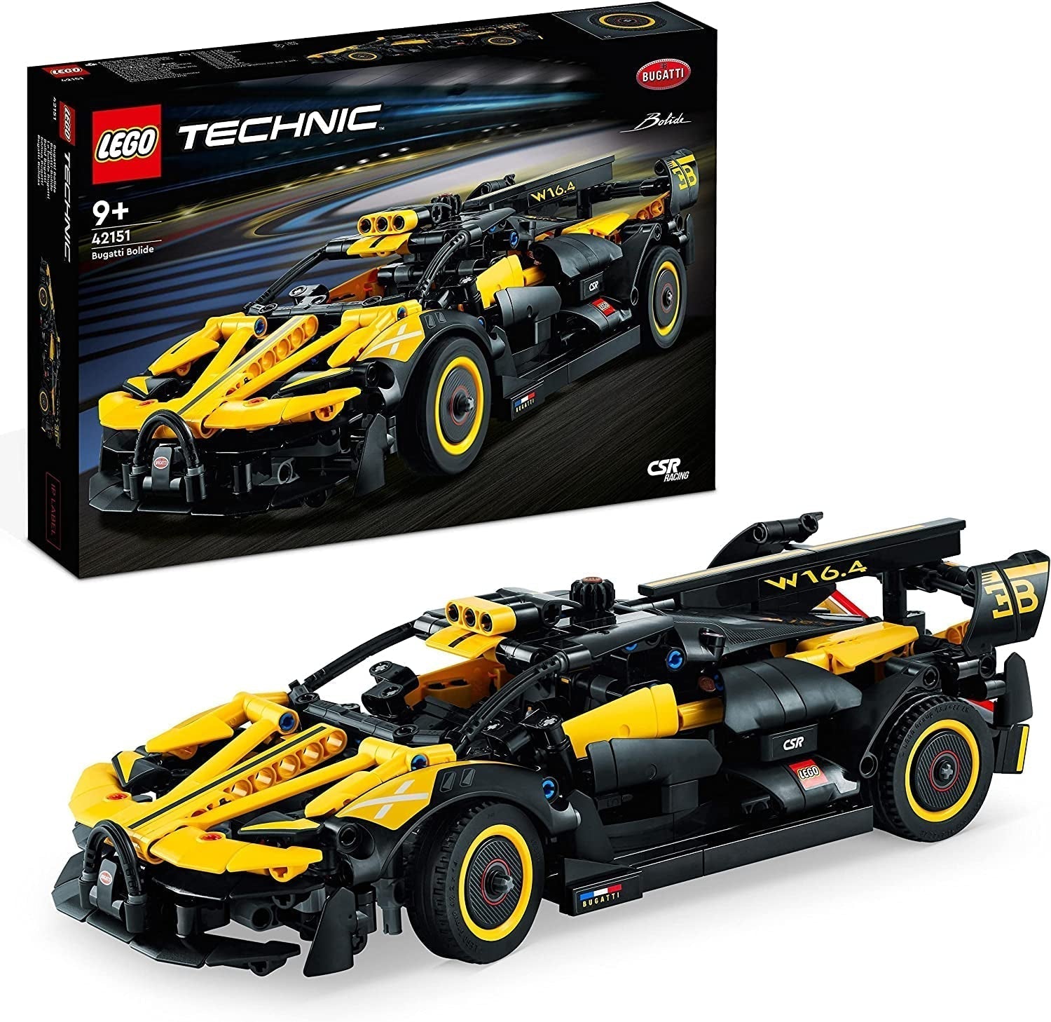 LEGO Technic Auto da corsa Bugatti, Kit modello di auto, Giocattolo di auto sportiva, Set di auto da collezione iconico, Giocattolo da costruire da 9 anni 42151 Set da costruzione Besuche den LEGO-Store Titolo predefinito
