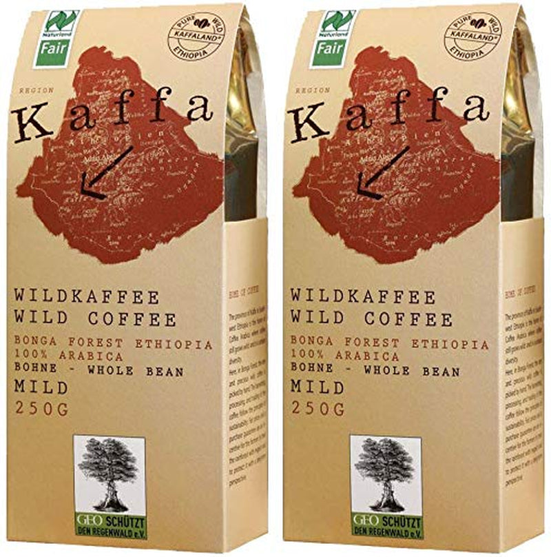 Kaffa Wild-Kaffee mild ganze Bohne 2er-Pack (2x 250g) bio vegan fair Arabica MildBohx2