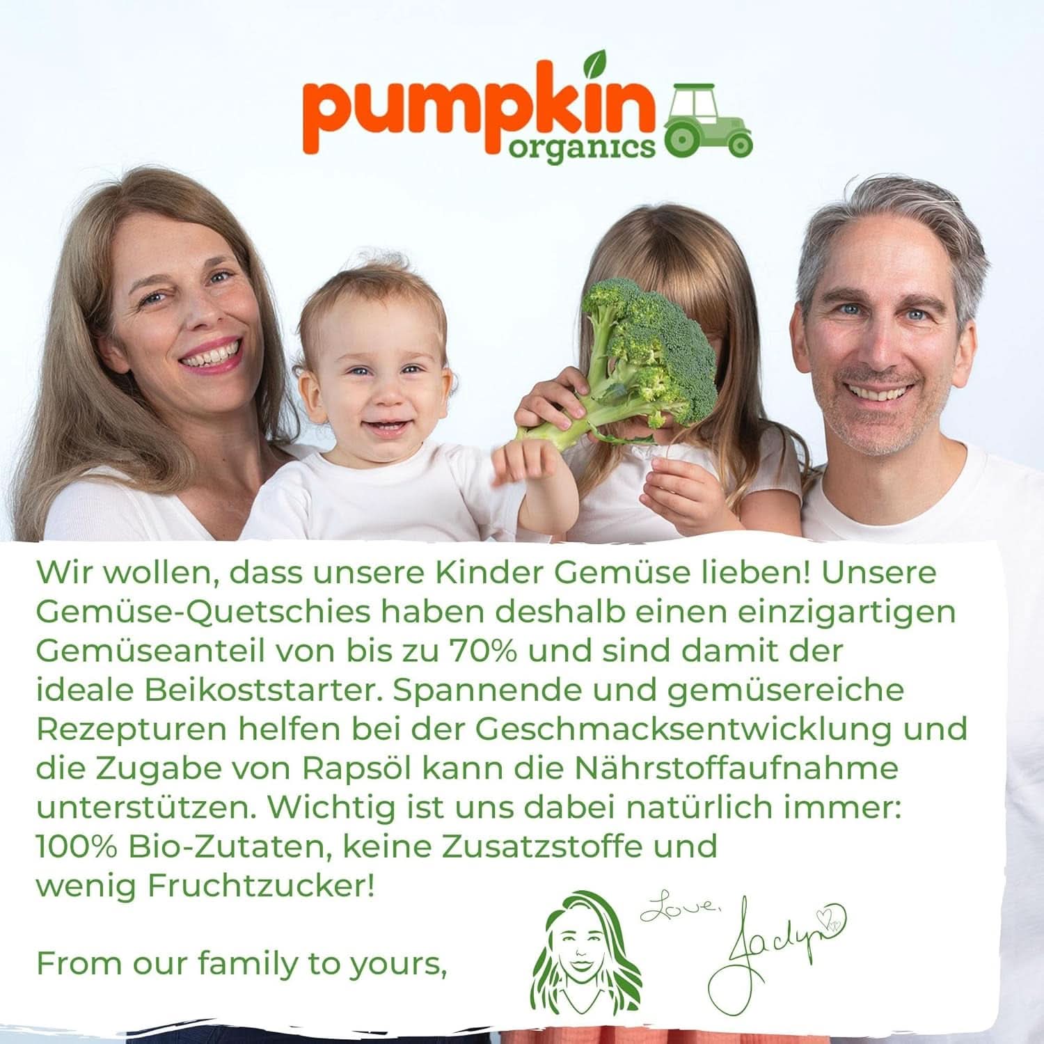 Pumpkin Organics Confezione da 24, purea di verdure biologiche, senza zuccheri aggiunti, per bambini dai 6 mesi, 24 x 100 grammi Mamma e Bambino Naty Shop