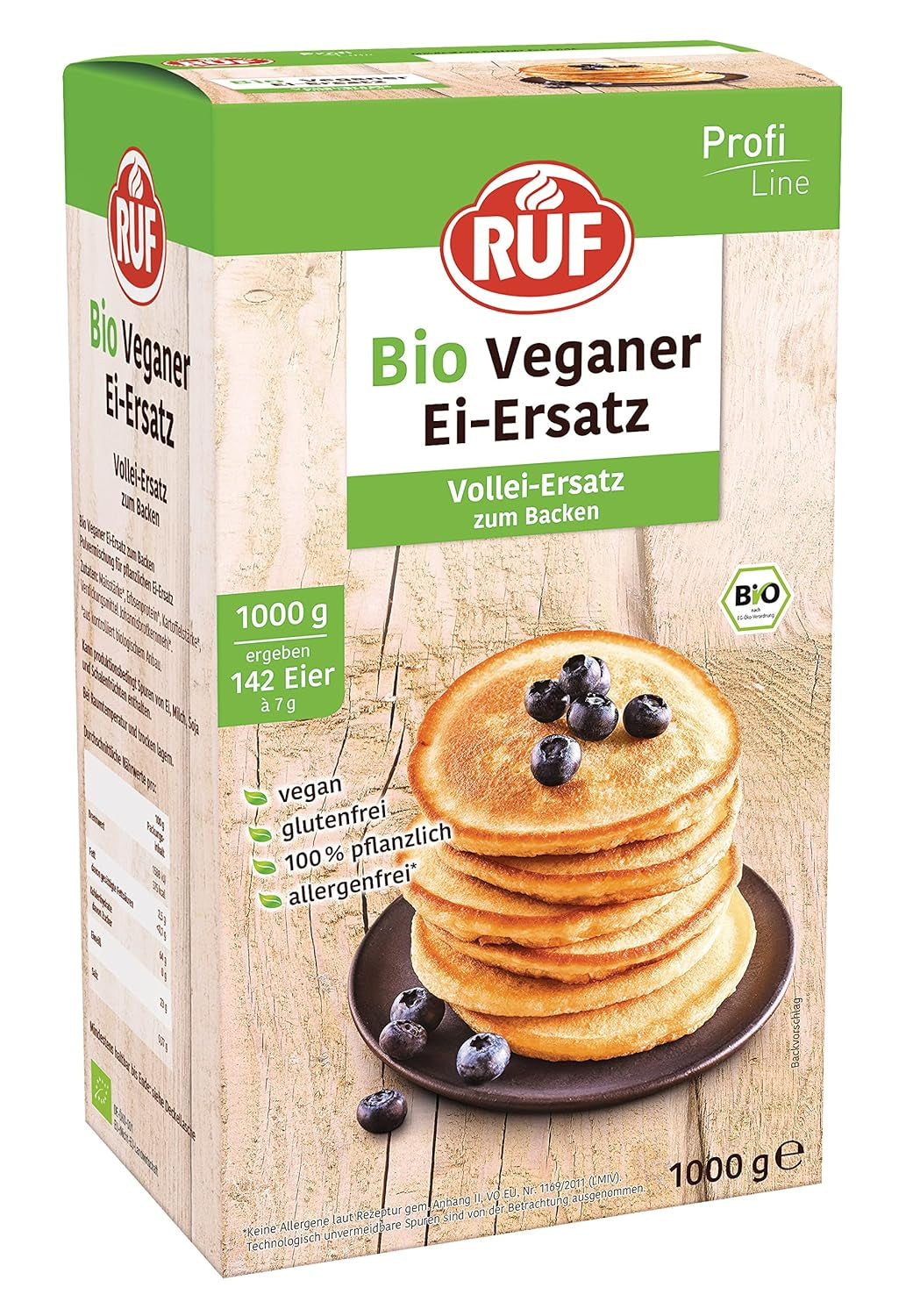 RUF Bio Vegan Uovo Sostituto, Vollei-Ersatz 100% vegetale, Polvere Sostitutiva dell'Uovo per Cuocere, Cucinare, Panieren e per Dessert, equivalente a 4 Uova