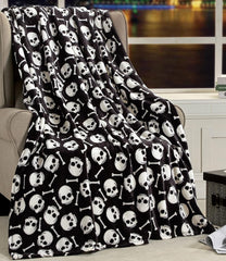 Coperta a tema Halloween leggera, elegante e confortevole, morbida, accogliente e felpata, perfetta per rilassarsi in questa stagione spettrale, 127 x 152,4 cm, letti e coperte Skull and Bones. Elegante comfort Skull Bone 50 x 60