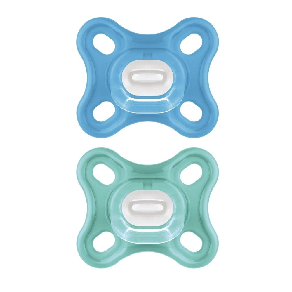 Suzete MAM Comfort din silicon, pachet de 2 (0-2 luni), suzete pentru prematuri și nou-născuți, set suzetă cu cutie pentru suzetă, roz/violet