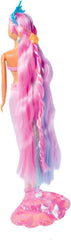 Simba 105733610 - Steffi Love Sirena Curcubeu, păpușă de modă sub formă de sirenă curcubeu cu păr colorat, agrafe de păr, pieptene și aripioară detașabilă, păpușă de joacă 29 cm, de la 3 ani