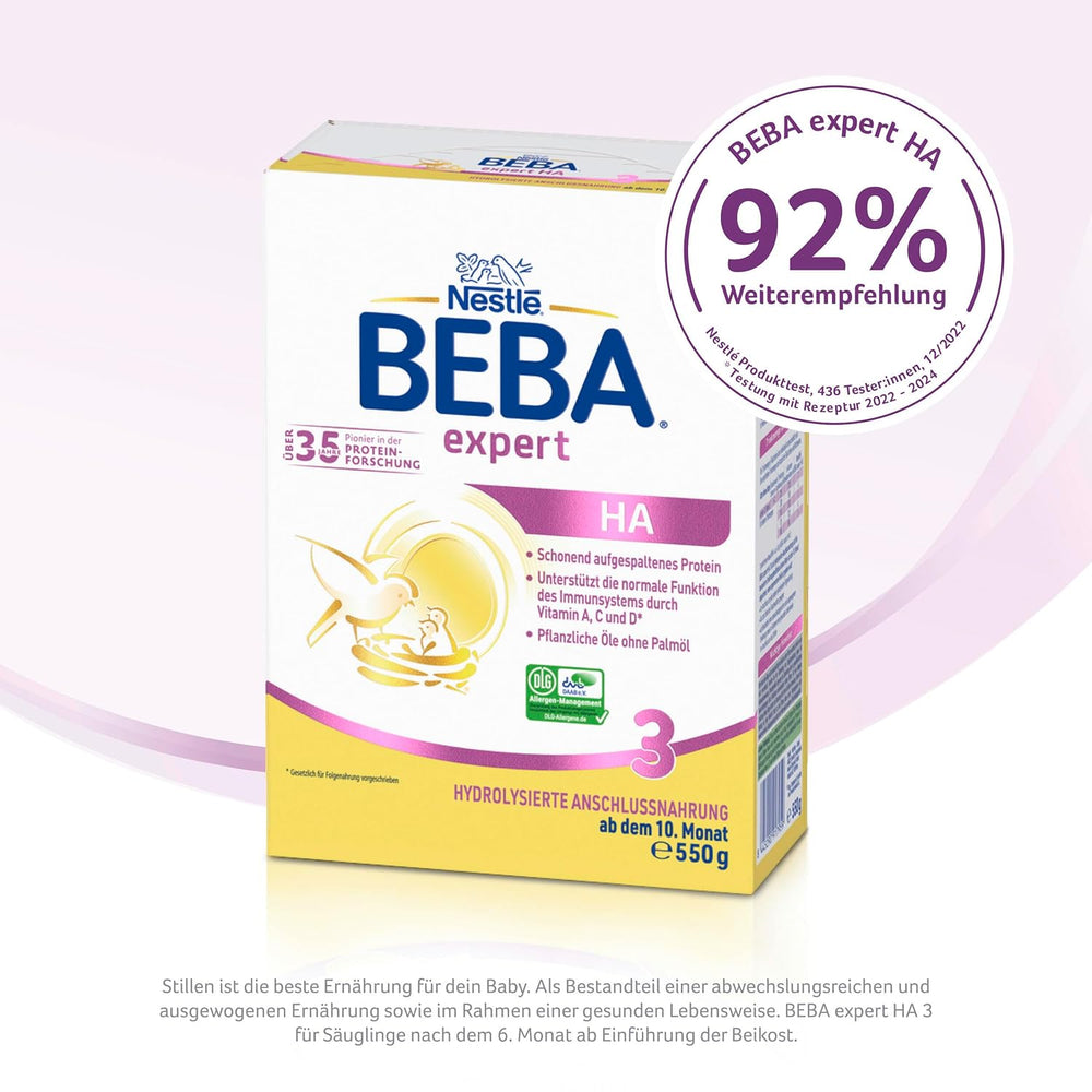 BEBA expert HA 3 Formula di continuazione idrolizzata, da 10 mesi, 1 confezione (1 x 550 g)