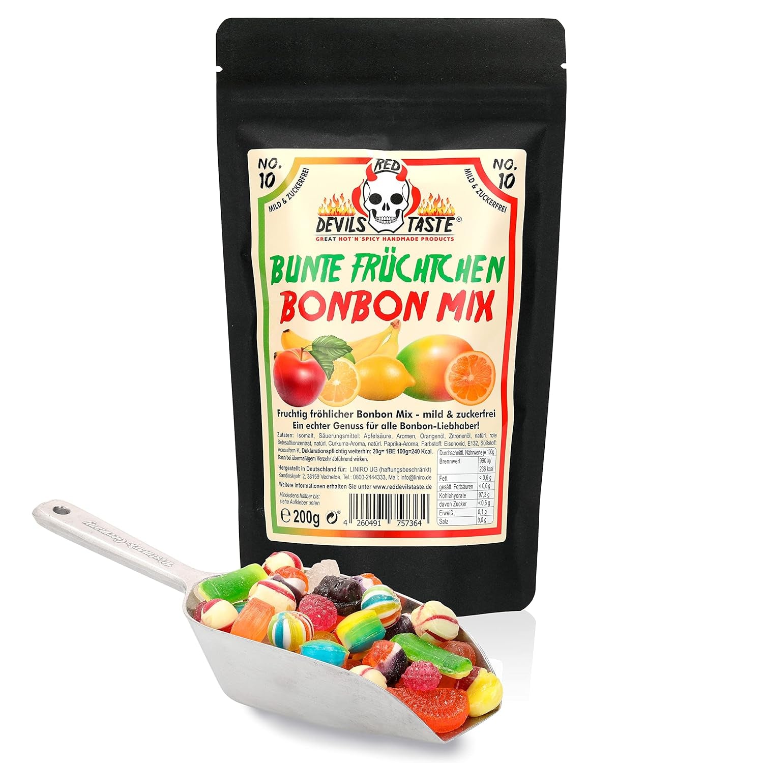 Mix di caramelle "Frutti Colorati" - senza zucchero - 200g - in busta con zip - GUSTO RED DEVILS