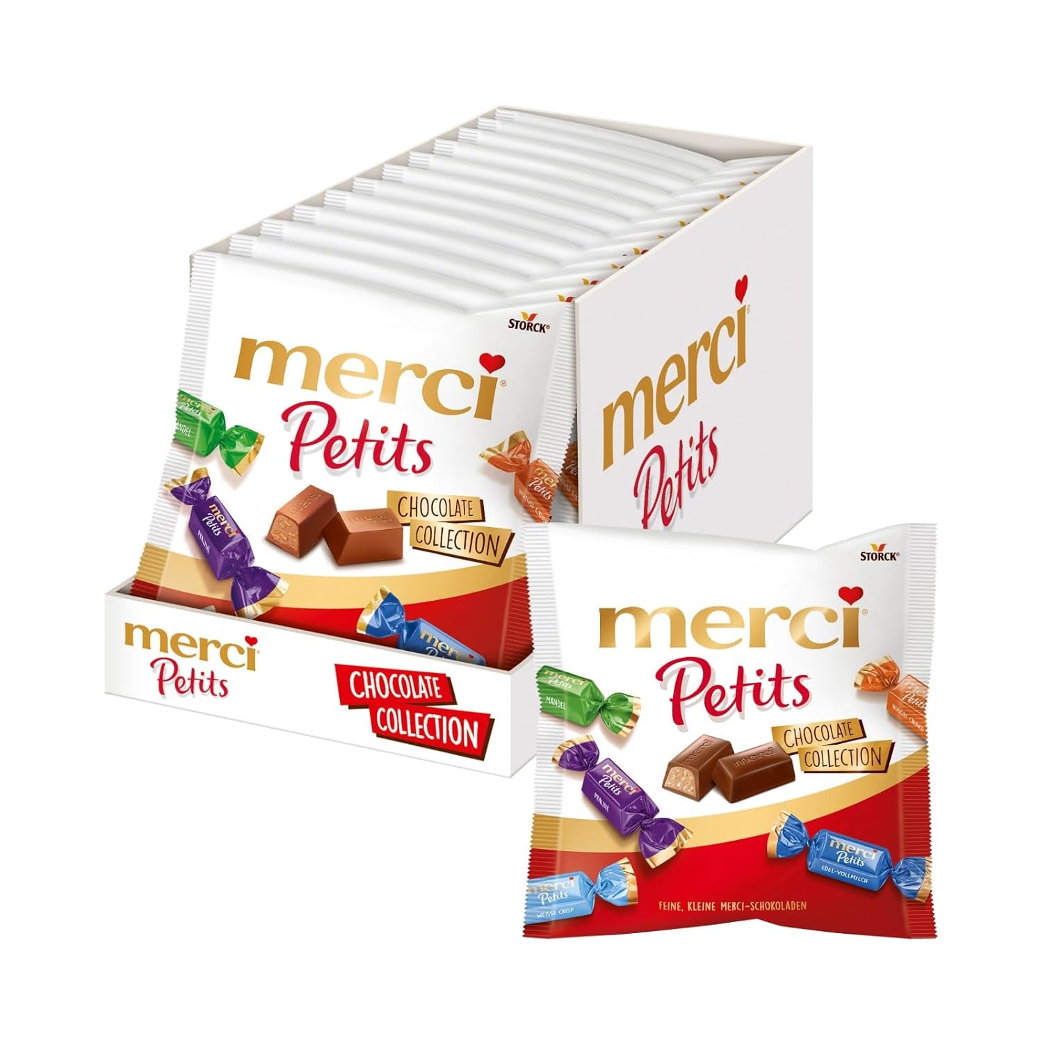 Merci Petits Coffee Cream - 12 x 125g - Piccole Praline di Cioccolato Bianco su Finissimo Cioccolato con Crema al Caffè - Praline di Cioccolato Confezionate Singolarmente