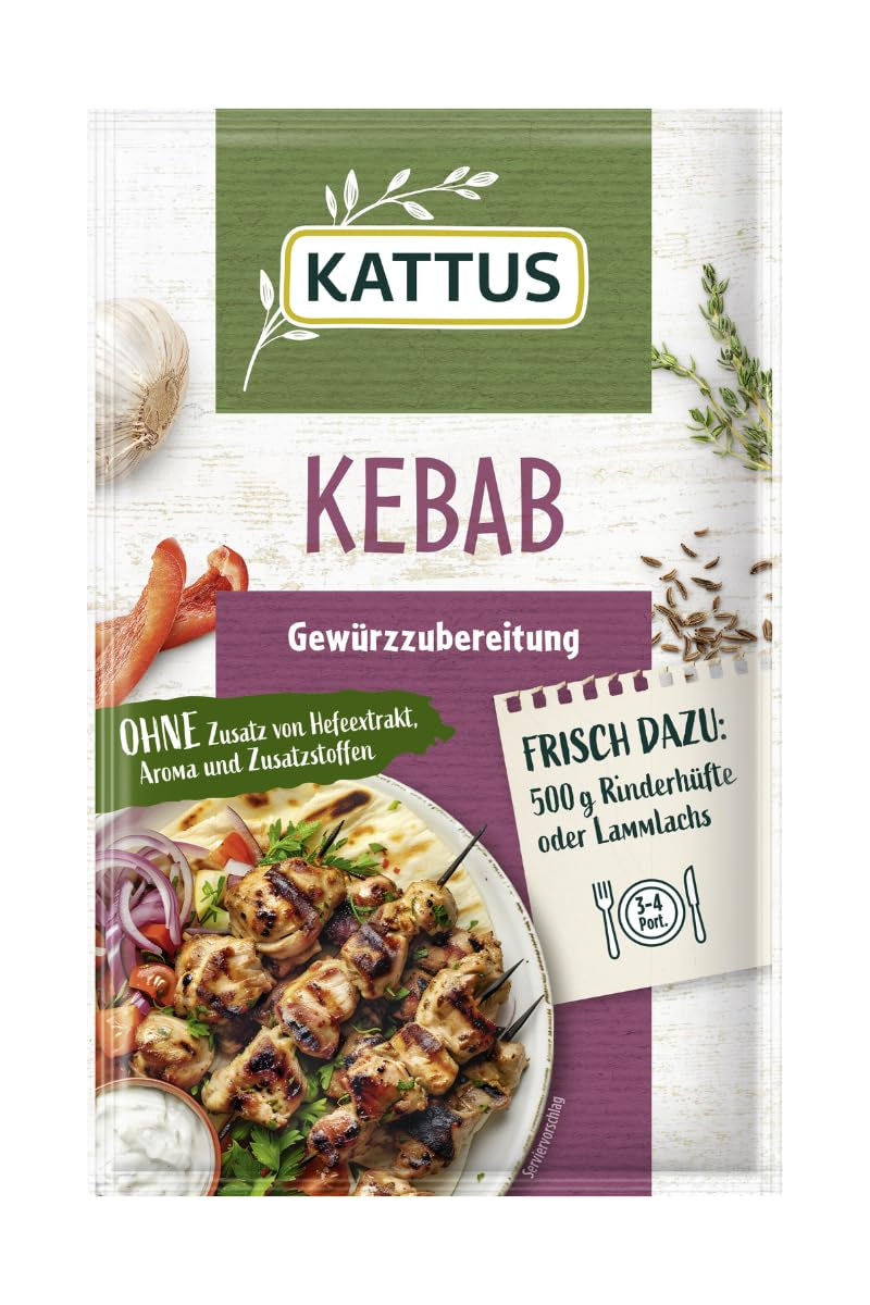 - Kebab Gewürzzubereitung | Condimento per 3-4 Porzioni | Ohne Zusatz von Fefeextrakt, Aroma und Zusatzstoffen | 25 g in busta