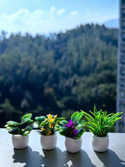 Künstliche Mini-Topfpflanzen, Statue, Kleine Bonsai, Kleine Topfpflanzen, Künstliche Blumentopf, Künstliche Pflanze Für Miniaturgarten, Outdoor-Dekoration, Valentinstag, Hochzeit, Geburtstag, 4 Stück