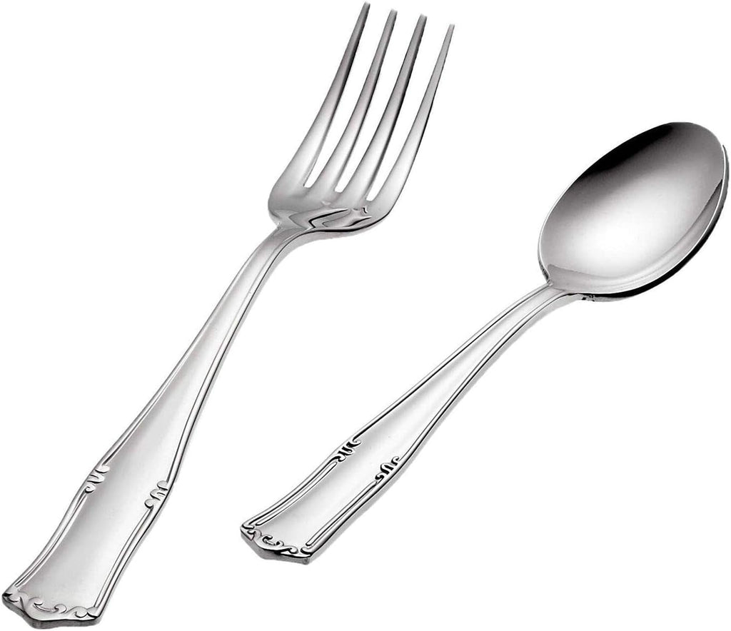 Set de tacâmuri Bavaria Moka, oțel inoxidabil, de culoare argintie, se poate spăla în mașina de spălat vase Bucatarie Naty Shop