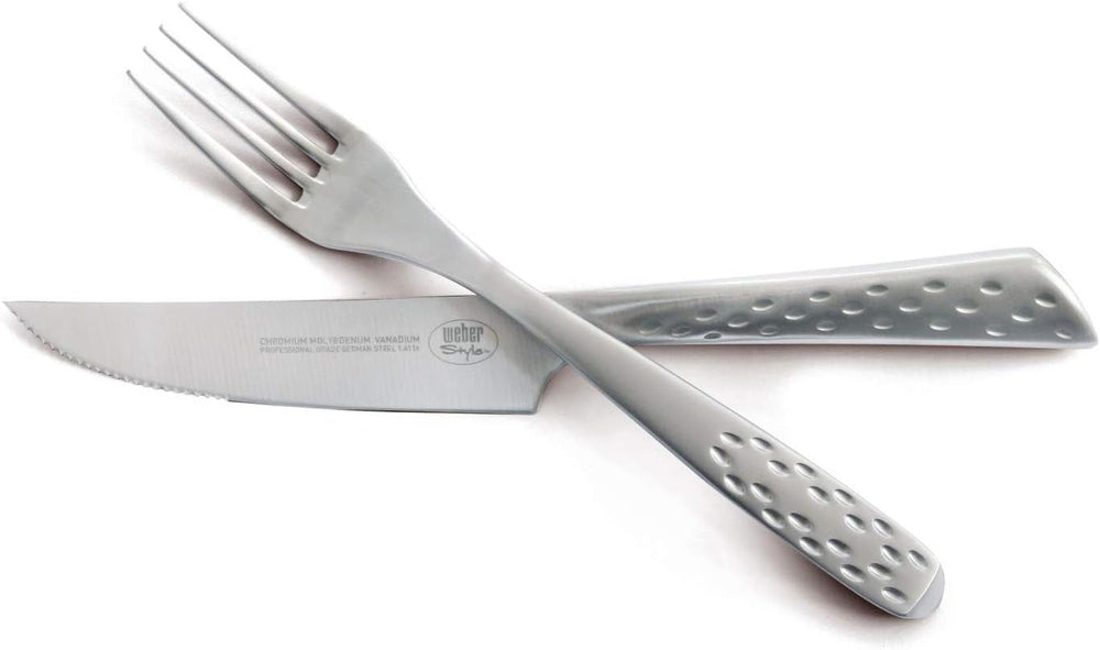 Set bistecca Weber Deluxe, 6 pezzi, design monoblocco in acciaio inox, extra affilato, manico ergonomico Kitchen Naty Shop