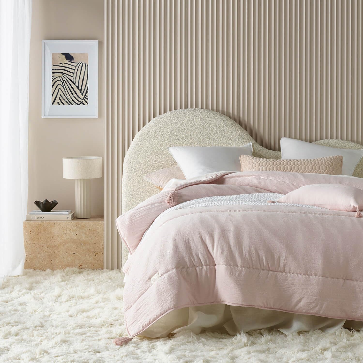 ROOM99 Noemi Elegante copriletto color panna 170 X 210 Cm Copriletto versatile come copriletto o divano Coperta per letto e divano Stile trapuntato Ideale come copriletto Letti e Coperte Besuche den ROOM99-Store Rosa Cipria 240X260