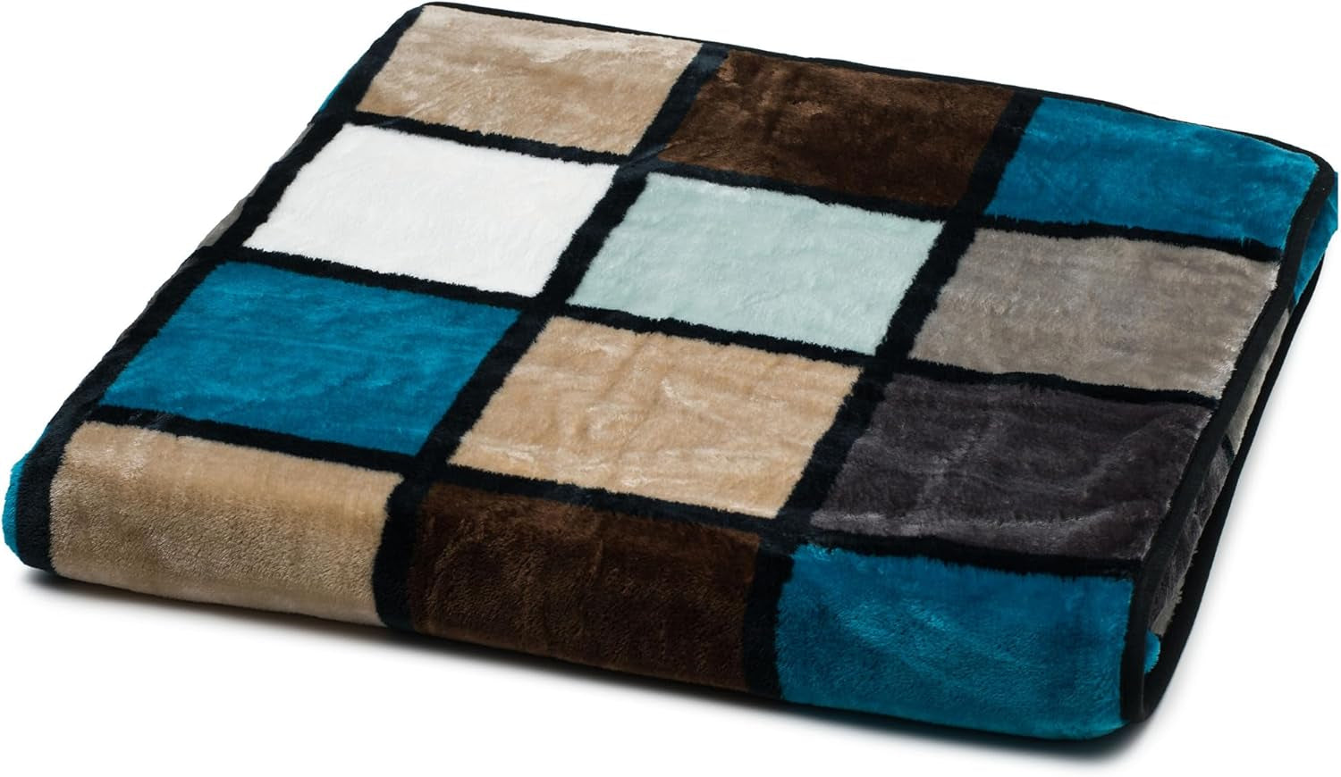 Gözze - Coperta morbida e confortevole, sensazione cashmere, peso tessuto pesante 500 G/M², Antigua, 150 X 200 Cm - Senape/Nero/Bianco Letti e coperte Besuche den Gözze-Store Aqua/Taupe/Petrol
