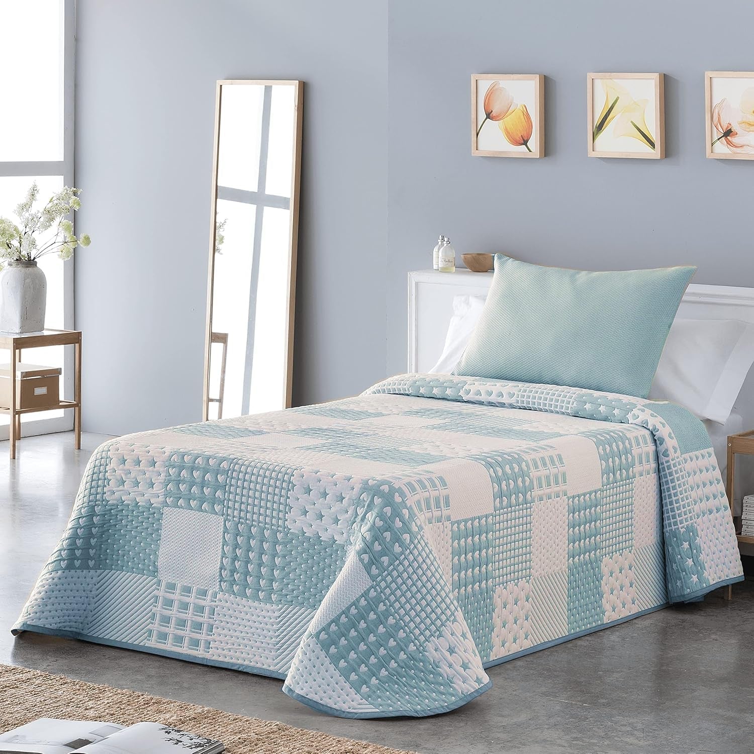 Copriletto leggero Sofia 21 Per letti matrimoniali da 180 e 200 cm, Copriletto Per letti da 180 e 200 cm, Letti e coperte grigie Besuche den VIALMAN-Store Blue Cama 180 Y 200: 270 X 270 Cm