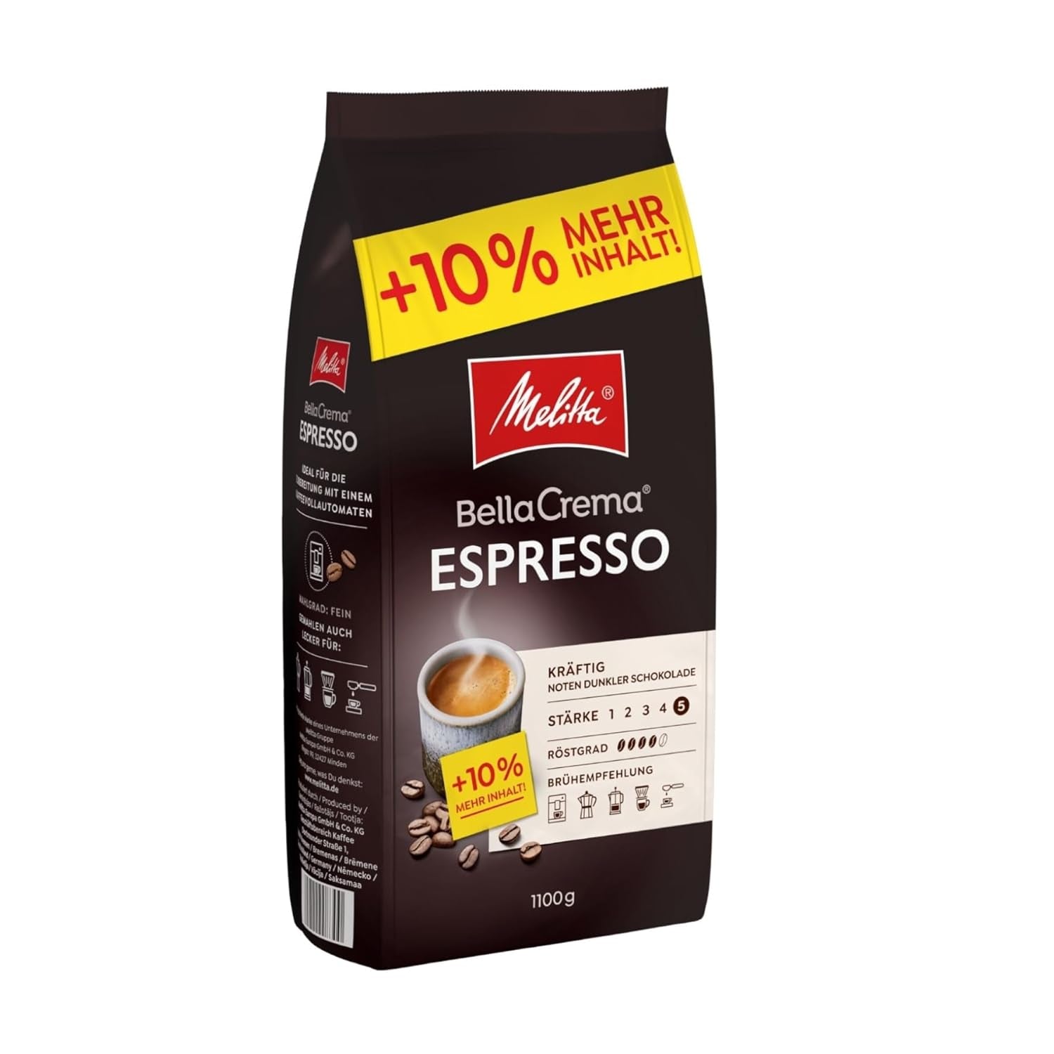 Melitta Bellacrema, boabe de cafea întregi Cafea Naty Shop 1.1 Kg Espresso