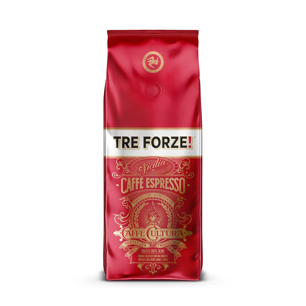 Espresso Caffè - Boabe de espresso - Prăjite tradițional la foc de lemne de măslin, lucrate manual în Sicilia - Boabe de cafea premium 250g pentru aparate de cafea complet automate și aparate cu portafiltru