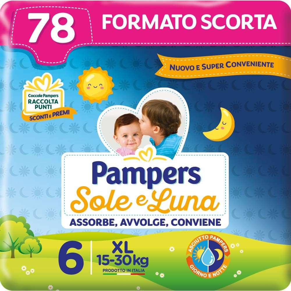 Pannolini Pampers Sun and Moon, unisex, junior, taglia 5 (11-25 kg), 120 pannolini