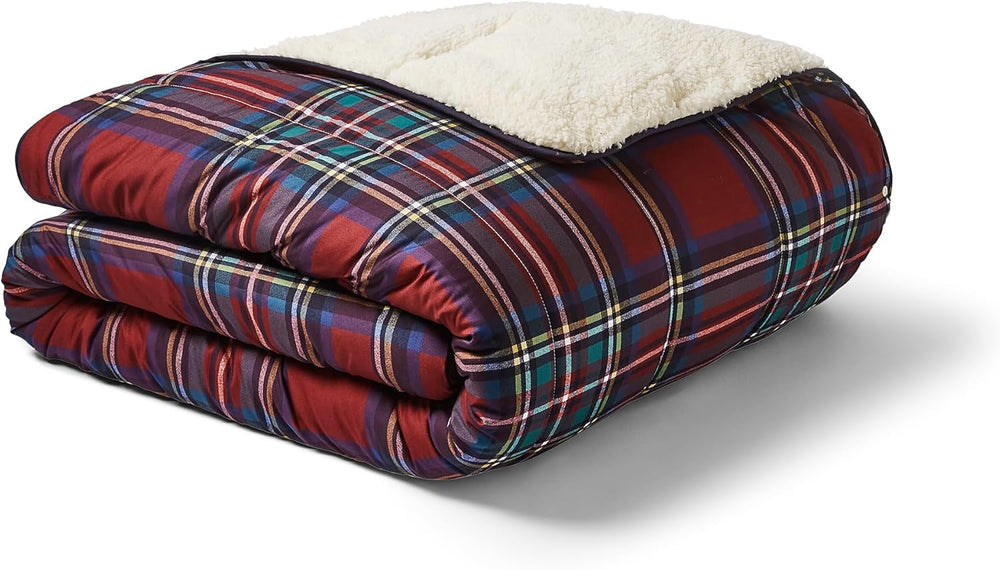 Night Lark accogliente coperta in pile Sherpa, classico tartan rosso, 9 Tog, lussuosa, soffice, spessa e reversibile, perfetta per divano, letto, divano. Ipoallergenico, lavabile in lavatrice, misura: letti e piumini Night Lark