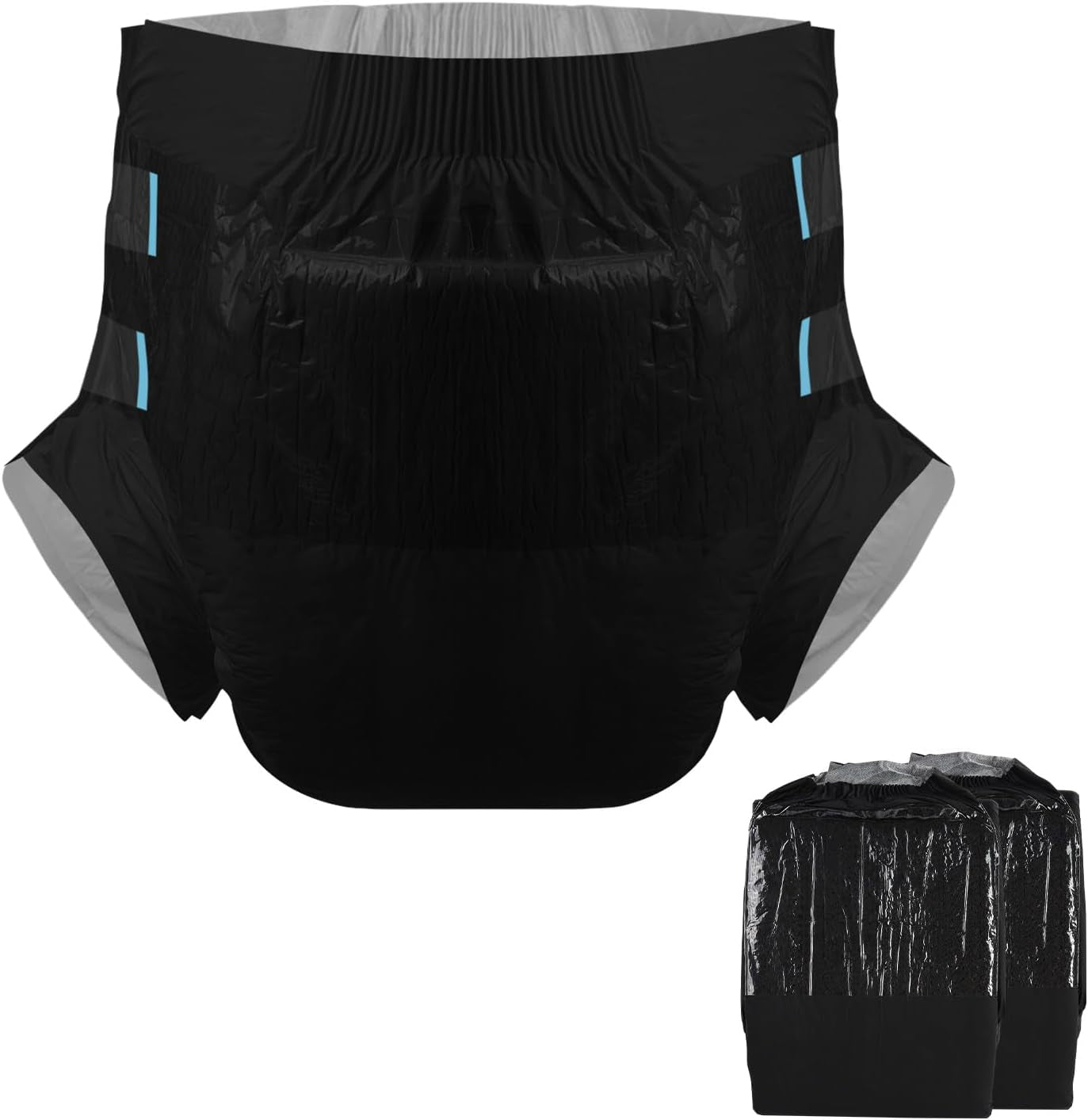 CutiePlusU Pannolini per adulti, Superficie asciutta, Massima assorbenza durante la notte, Pannolini usa e getta per incontinenza - Blu, Confezione da 2 (Medio 71-96 cm)