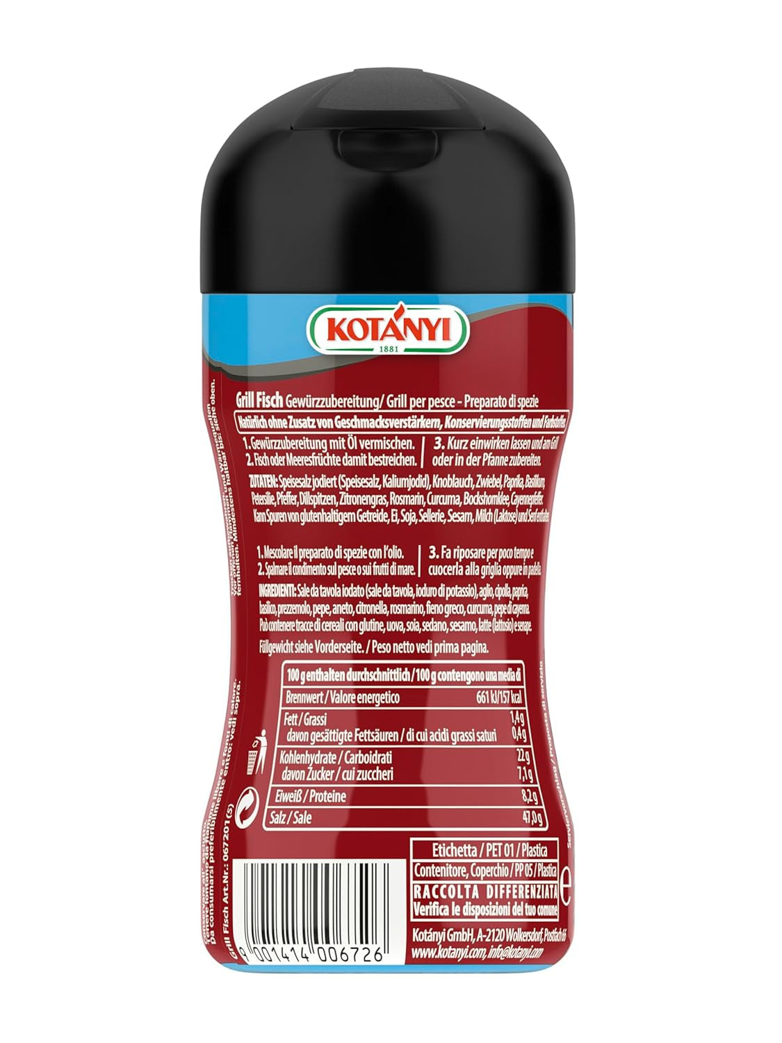 KOTÁNYI Grill Fisch Grillgewürz 80g - Gewürz für Fisch & Meeresfrüchte - Marinade für jede Fischart - Gewürzmischung zum Grillen - [Jetzt für die nächste Grillfeier bestellen!]
