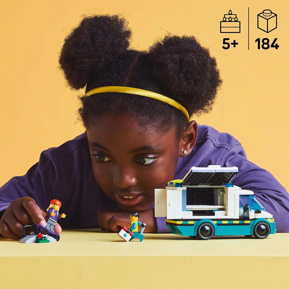 Ambulanza LEGO City - giocattolo con 2 minifigure (skateboarder e autista) - giocattolo educativo per ragazzi e ragazze dai 5 anni - idee regalo per compleanno e vacanze 60451 Set da costruzione Besuche den LEGO-Store