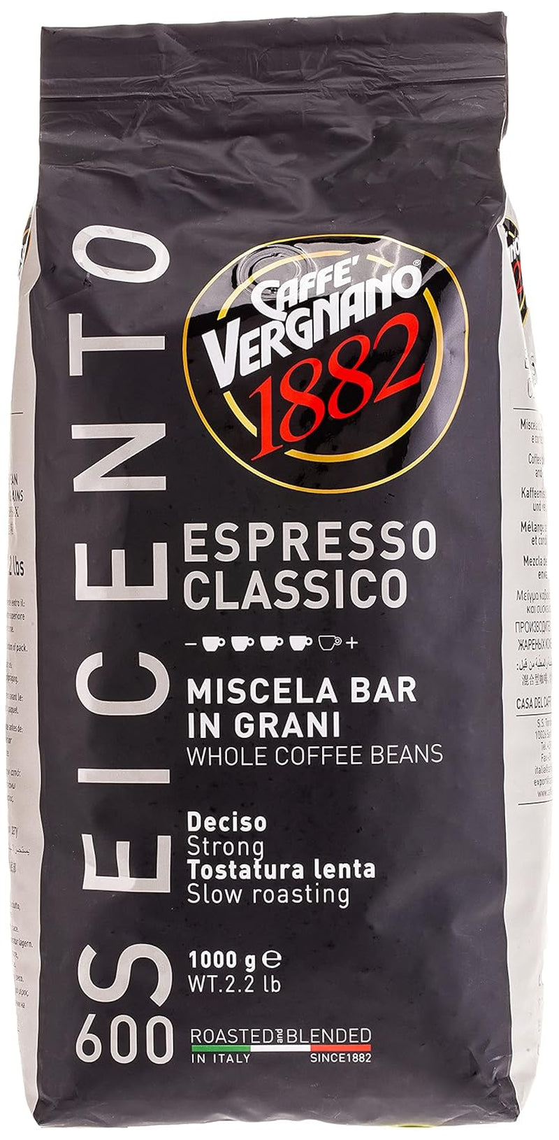 Vergnano Classico 600, Espresso bob întreg, prăjire închisă la culoare, 1000 g