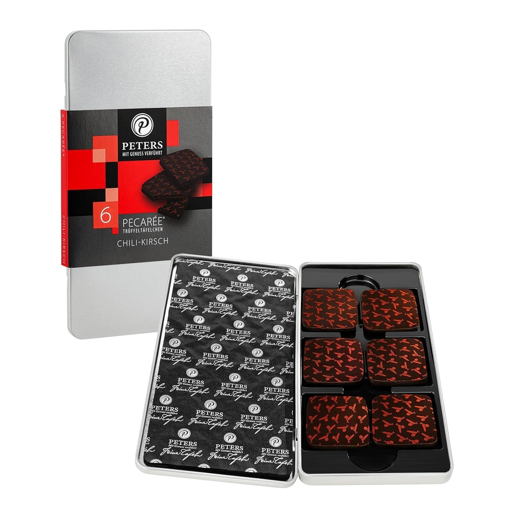 Peters, Batoane cu trufe si alcool, 63 grame Bomboane de Ciocolata Naty Shop Set de 6 bucati Cireșe cu chilli