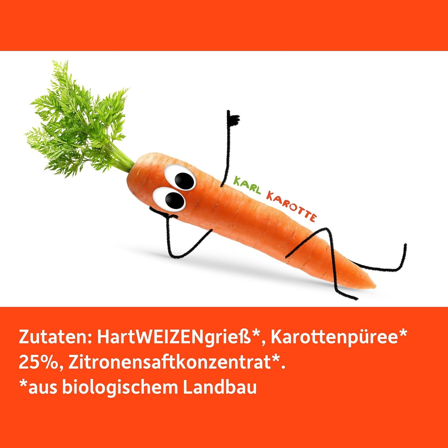 Freche Freunde Spaghetti Vegetali Biologici 'Carota' 25% Contenuto Vegetale Confezione Da 6 Vegani (6 X 300g)