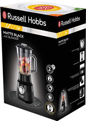 Russell Hobbs Robot da cucina [1.5L Glasbehälter] Matt Schwarz (Starker 0.9PS Motor, Impuls-/Ice-Crush-Funktion, Edelstahlmesser, Bpa-Frei Mixer, Elektrischer Zerkleinerer, Smoothie-Maker) 24722-56 Cucina Naty Shop