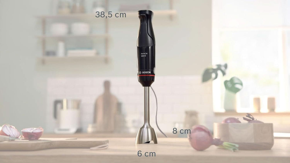 Robot da cucina Bosch Ergomaster Serie 4, 1000 Watt, Edelstahl-Mixstab, Zerkleinerer, Mix-/Messbecher, Schwarz Kitchen Naty Shop