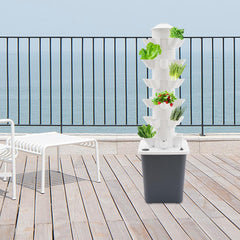 Torre idroponica da 30 capsule, sistema di coltivazione idroponica da giardino, kit di coltivazione idroponica verticale a 6 livelli, torre aeroponica con pompa di idratazione, adattatore e letto di semina (Grigio)