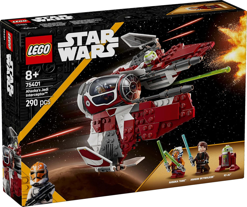 LEGO Star Wars 75401 Jedi Interceptor di Ahsoka, Starfighter per i fan di Clone Wars, minifigure di Ahsoka Tano e Anakin Skywalker con spade laser e R7-A7, per ragazzi e ragazze dagli 8 anni in su Set di costruzione Beuche den LEGO-Store