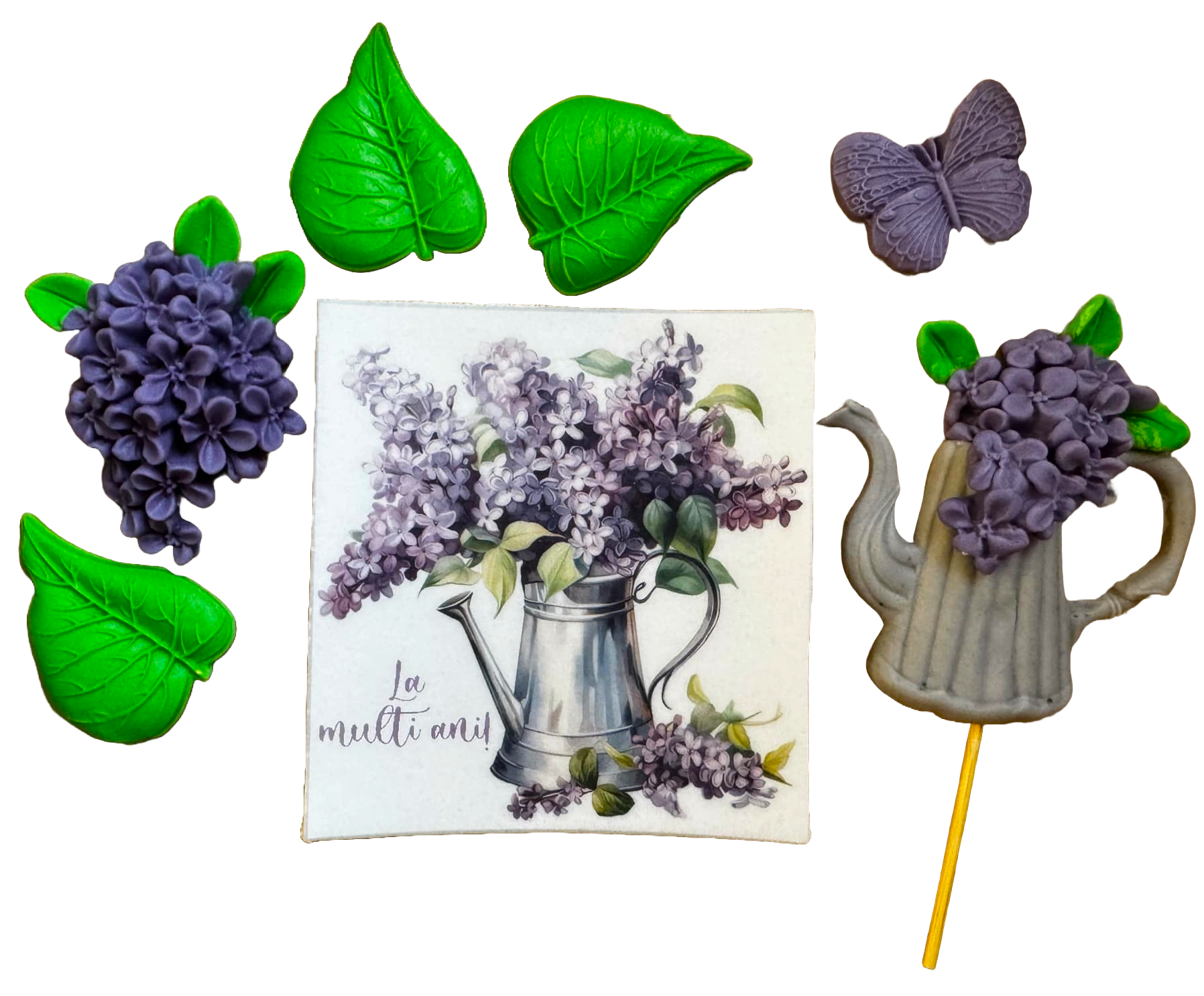 Set 7 decoratiuni comestibile din pasta de zahar, Flori de liliac Decoratiuni din Pasta de Zahar Nati Shop